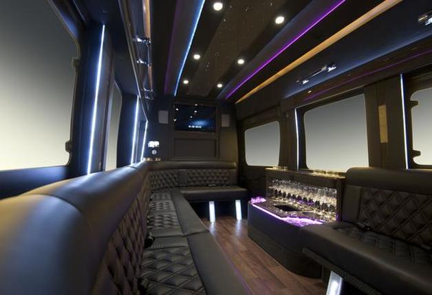 Interior of a large party bus